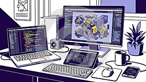 Software Development Workspace Coding, Design, and Technology Setup