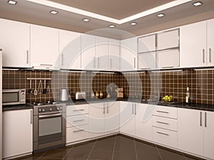 illustration of modern style kitchen interior