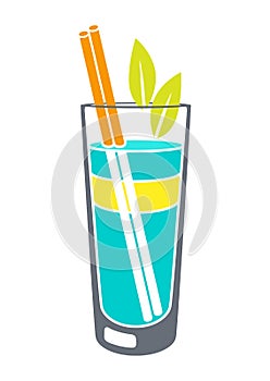 Illustration of mojito cocktail in glass. Alcoholic drink for party.
