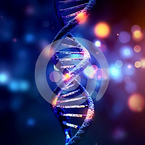 Illustration of the molecular structure of human cell biology DNA strands. illustration. Generative AI