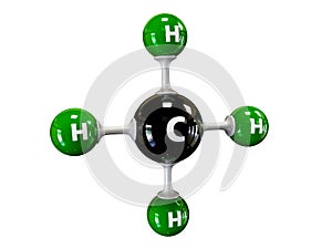 Illustration molecule of Gas Methane on a white background