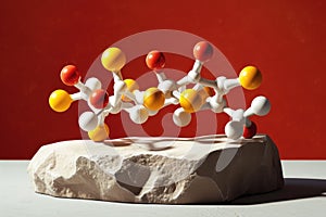 illustration of molecule model Abstract molecule model. Scientific research in molecular chemistry Molecule background