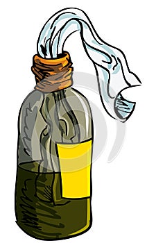 Illustration of Molotov cocktail bomb photo