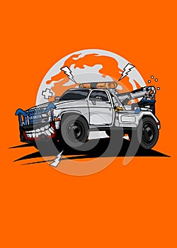 Illustration monster tow truck cartoon