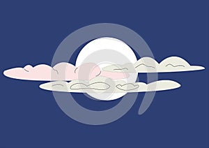 The illustration of moonlight obstructed by clouds is very beautiful.