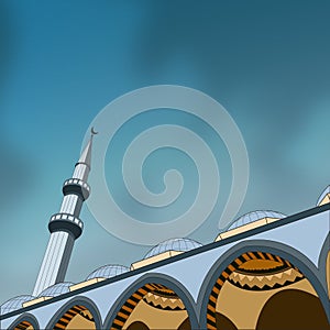  illustration of a mosque where Muslims worship.