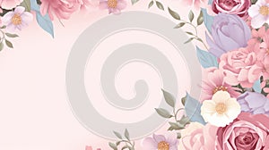 Illustration of Mother Day banner with copy space and flowers