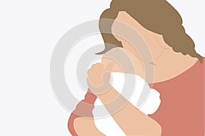 Illustration of a mother holding her newborn baby in arms