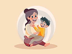 Illustration of a Mother Tenderly Holding Her Baby