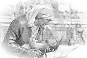 Illustration of  Mother Teresa of Calcutta photo