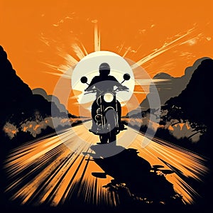 Illustration of motorcycle cruising on the road