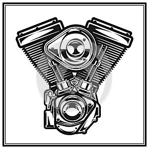 Illustration of motorcycle engine.