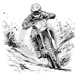 illustration of a motorcycle racer riding motocross