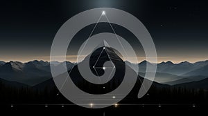 an illustration of a mountain range with a triangle in the middle