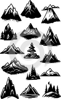 illustration of mountains set