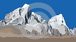 Illustration of mounts Cholatse and Tabuche peak vector