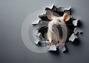 illustration of a mouse in the shocked by hole in the wall