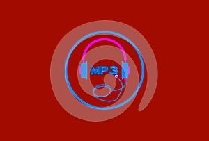 Illustration with MP3 text, very popular lossy compression audio coding format, MPEG Layer III audio.