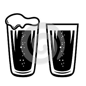 Illustration of mug of beer in engraving style. Design element for logo, label, sign, poster, t shirt.