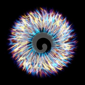 Illustration of a multicolor electrify human iris
