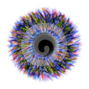Illustration of a multicolor electrify human iris