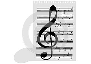 Illustration of a music-sheet and a music note