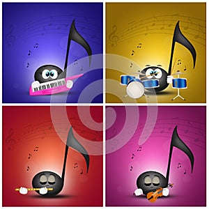 Musical note plays various instruments photo