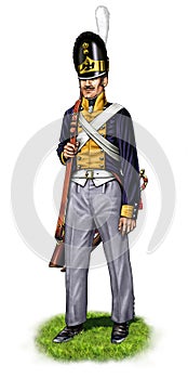 Illustration of a Napoleonic Prussian soldier photo