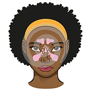 Illustration nasal cavity face, sinuses, black woman