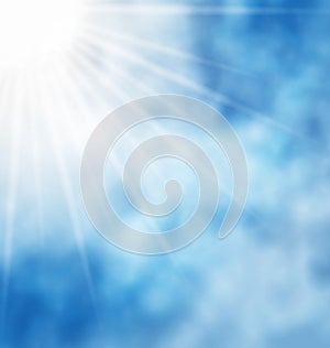 Illustration nature background blue sky and sun