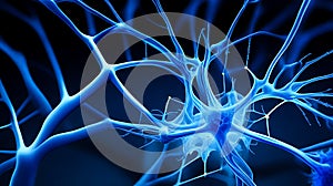 illustration of nerves system compounds with axon, dendrite, cell body, nerve fiber and transport of neurotransmitters