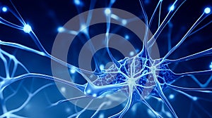 illustration of nerves system compounds with axon, dendrite, cell body, nerve fiber and transport of neurotransmitters