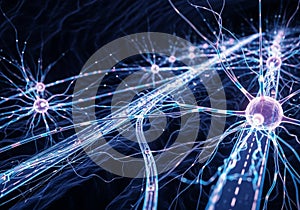 Illustration of a neural network, featuring interconnected neurons