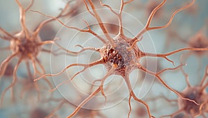 Illustration of Neurites Showing Complex Structures and Connections in Neural Networks