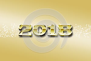 Illustration of the new year 2018 on a gold background with stars