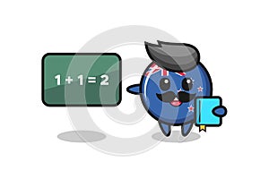 Illustration of new zealand flag badge character as a teacher