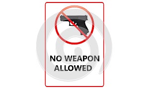 No Gun Allowed Sign - No Weapons Allowed Red Logo Sign -