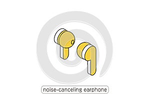 Illustration of Noise-Canceling Earphone Easy-to-Use Noise Suppression Goods