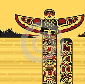 Illustration of a north American totem pole photo