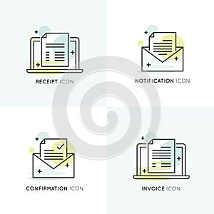 Illustration of Notification, Confirmation Email, Receipt and Invoice