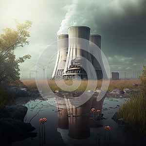 Illustration of a nuclear power plant.