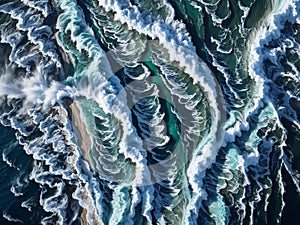 Illustration of the ocean, where the natural beauty of the waves unfolds in mesmerizing patterns and shades