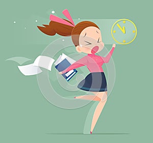 Illustration of an office worker running to meet a deadline