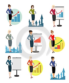 Illustration of office workers on a white background