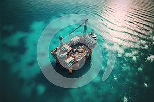 Illustration of an oil rig viewed from above. Ai generated