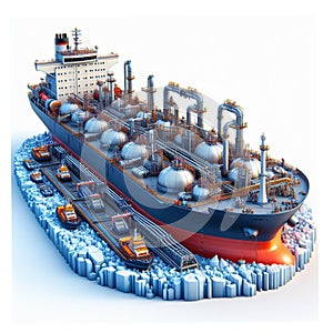 Illustration of oil tanker ship isolated on white background 5