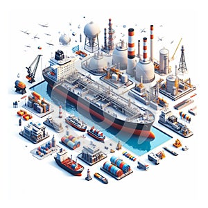 Illustration of oil tanker ship isolated on white background 9
