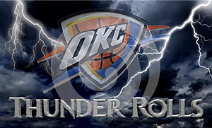 Illustration, OKC Thunder Logo Illustration using multiple photos