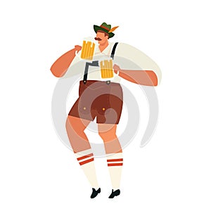 Illustration of Oktoberfest man celebrating. Party Concept Flat Vector Illustration.