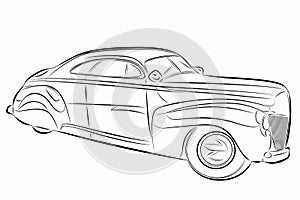 Illustration of old car, vector draw